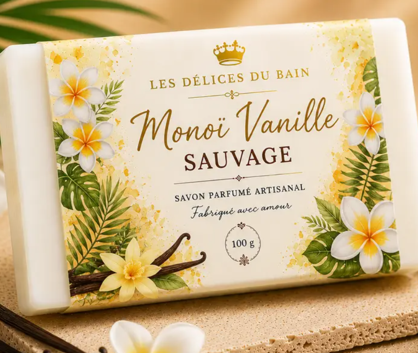 Savon Monoï Vanille | Savon Artisanal Parfumé - Saveurs Créoles