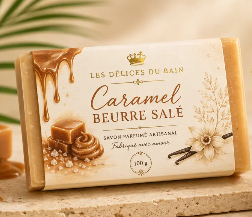 Savon Caramel Beurre Salé | Savon Artisanal Parfumé - Saveurs Créoles