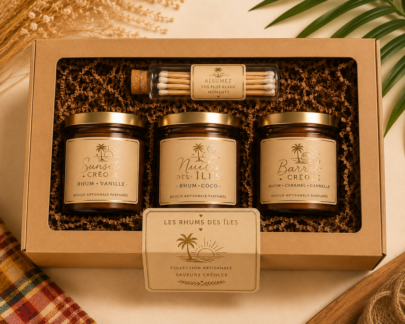 Coffret 3 Bougies aux Rhums | Coffret Bougies Parfumées - Saveurs Créoles