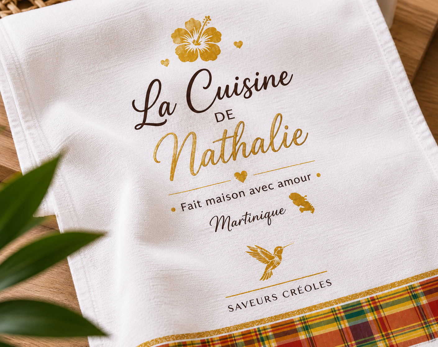 Torchon Personnalisé | Linge de Cuisine Personnalisable - Saveurs Créoles