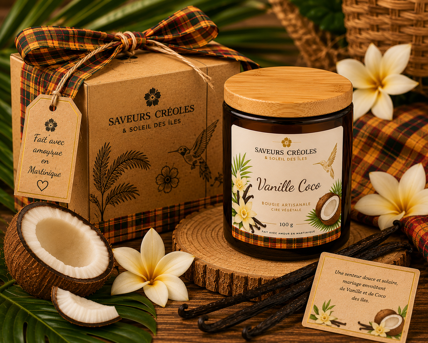 Bougie Vanille Coco | Bougie Parfumée Artisanale - Saveurs Créoles
