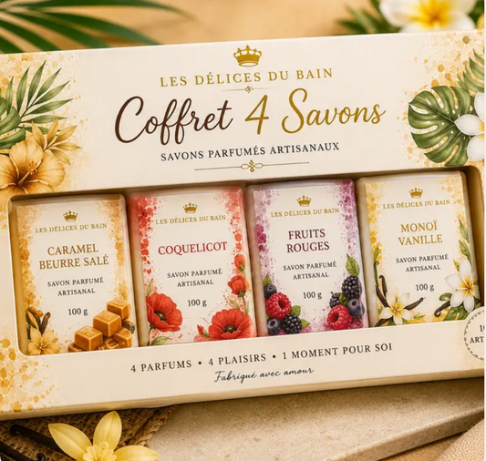 Coffret 4 Savons Artisanaux | Coffret Soin & Bien-être - Saveurs Créoles
