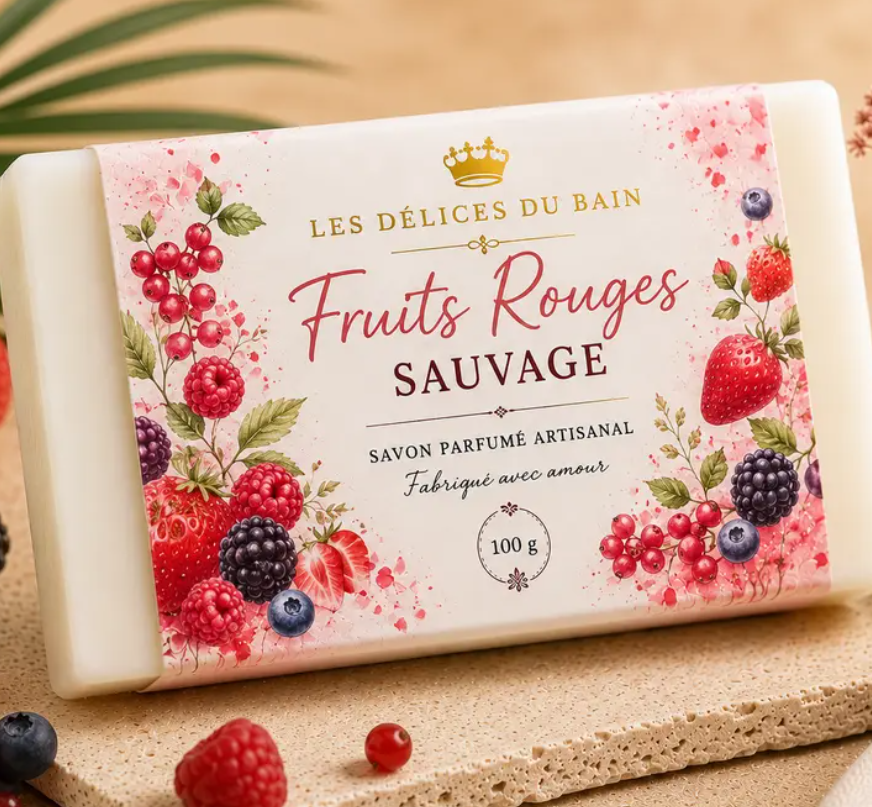 Savon Fruits Rouges | Savon Artisanal Parfumé - Saveurs Créoles