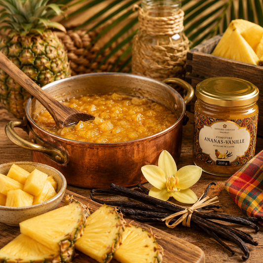 Confiture Ananas Vanille | Confiture Artisanale des Antilles - Saveurs Créoles