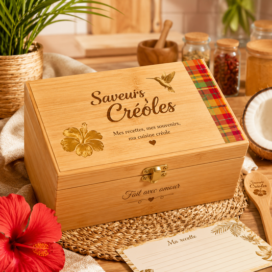 Boîte à Recettes Personnalisée | Coffret de Recettes Personnalisable - Saveurs Créoles