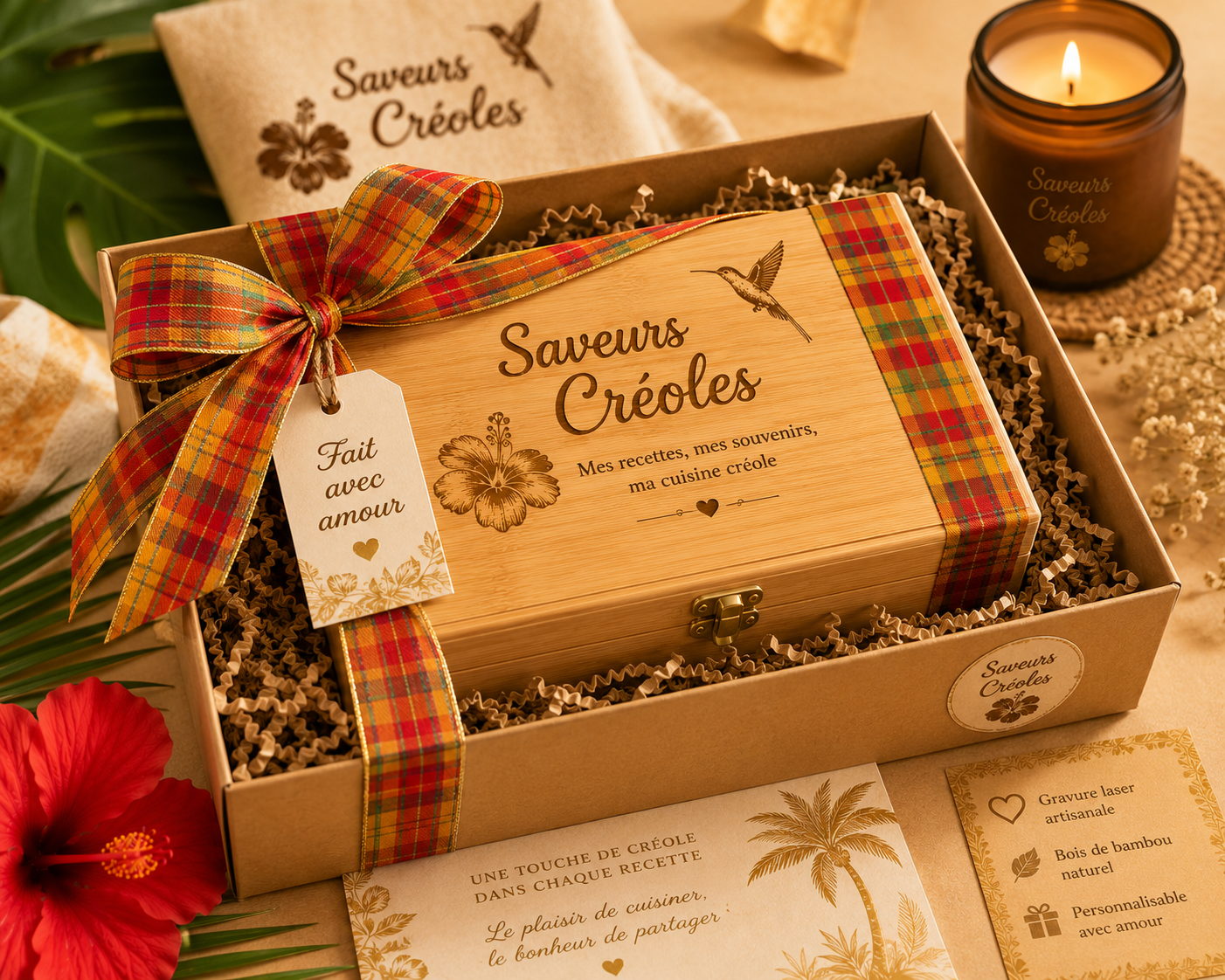 Boîte à Recettes Personnalisée | Coffret de Recettes Personnalisable - Saveurs Créoles