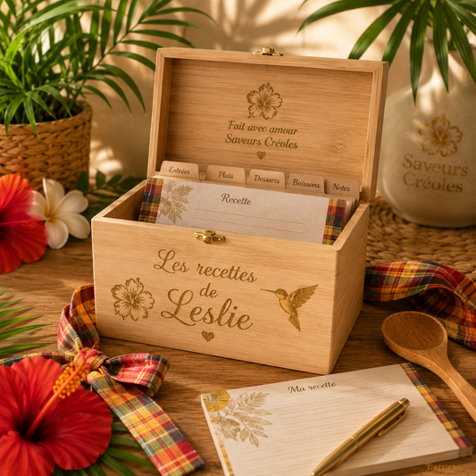 Boîte à Recettes Personnalisée | Coffret de Recettes Personnalisable - Saveurs Créoles