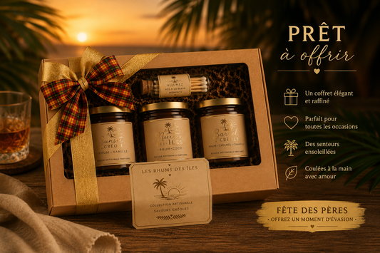 Coffret 3 Bougies aux Rhums | Coffret Bougies Parfumées - Saveurs Créoles
