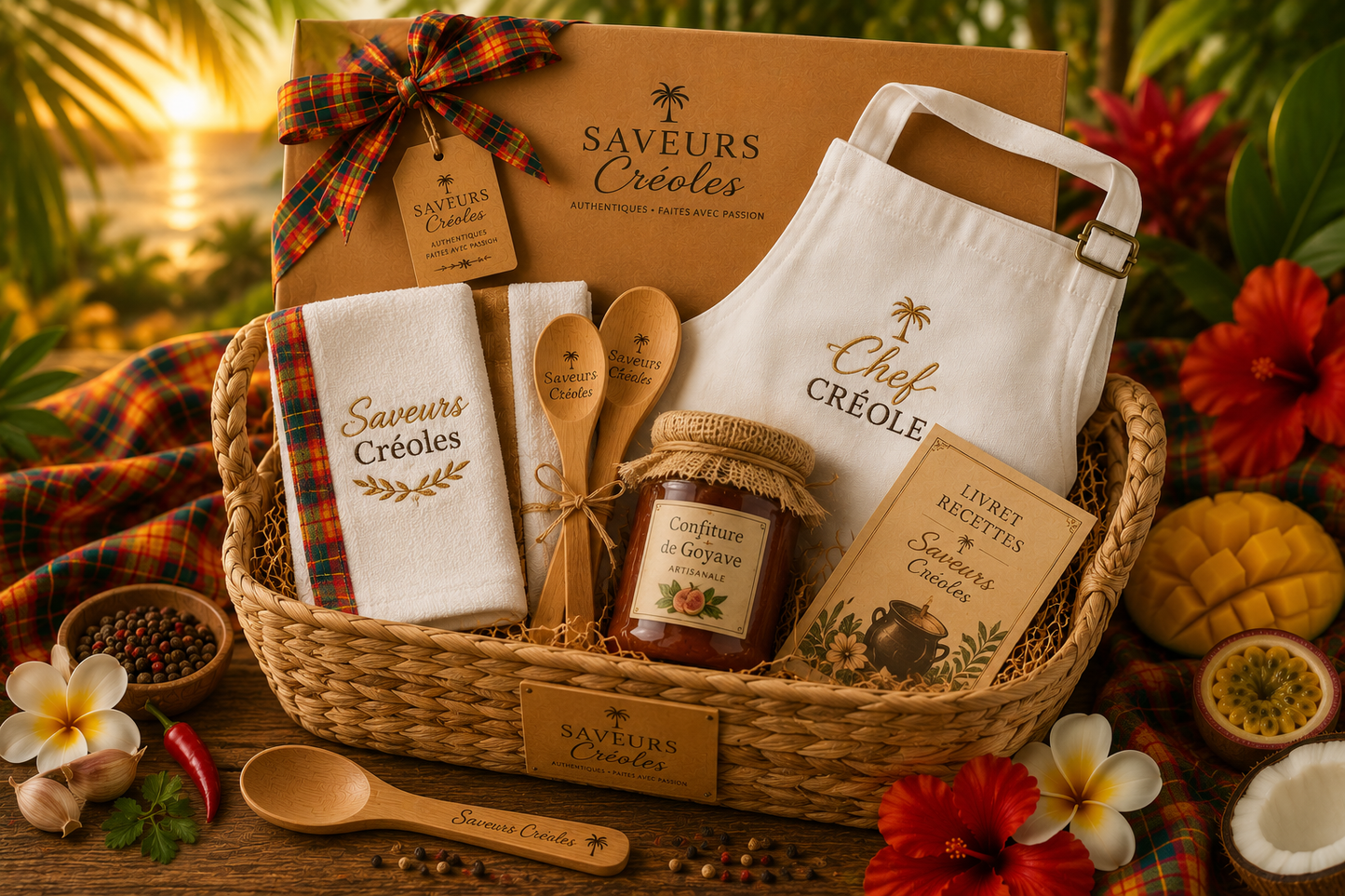 Coffret Chef Créole en Famille | Coffret Cuisine Créole Premium - Saveurs Créoles