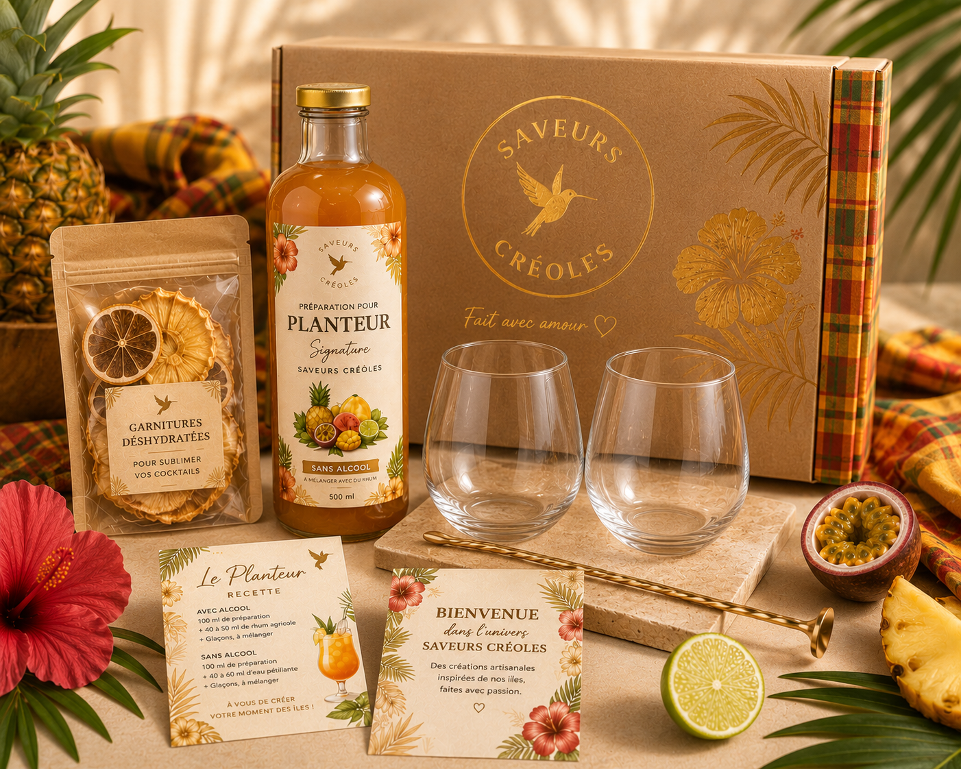 Coffret Planteur des Îles | Coffret Cocktail Tropical - Saveurs Créoles