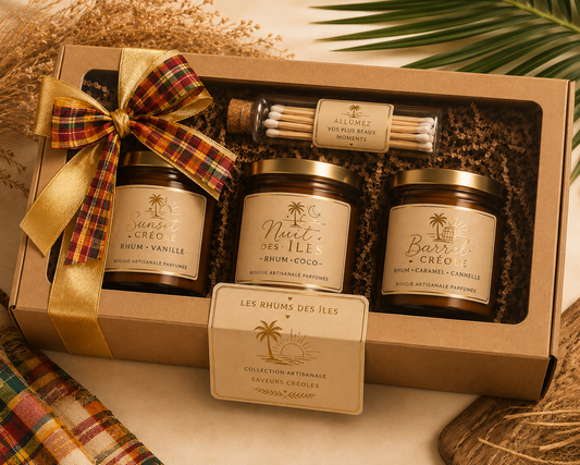 Coffret 3 Bougies aux Rhums | Coffret Bougies Parfumées - Saveurs Créoles