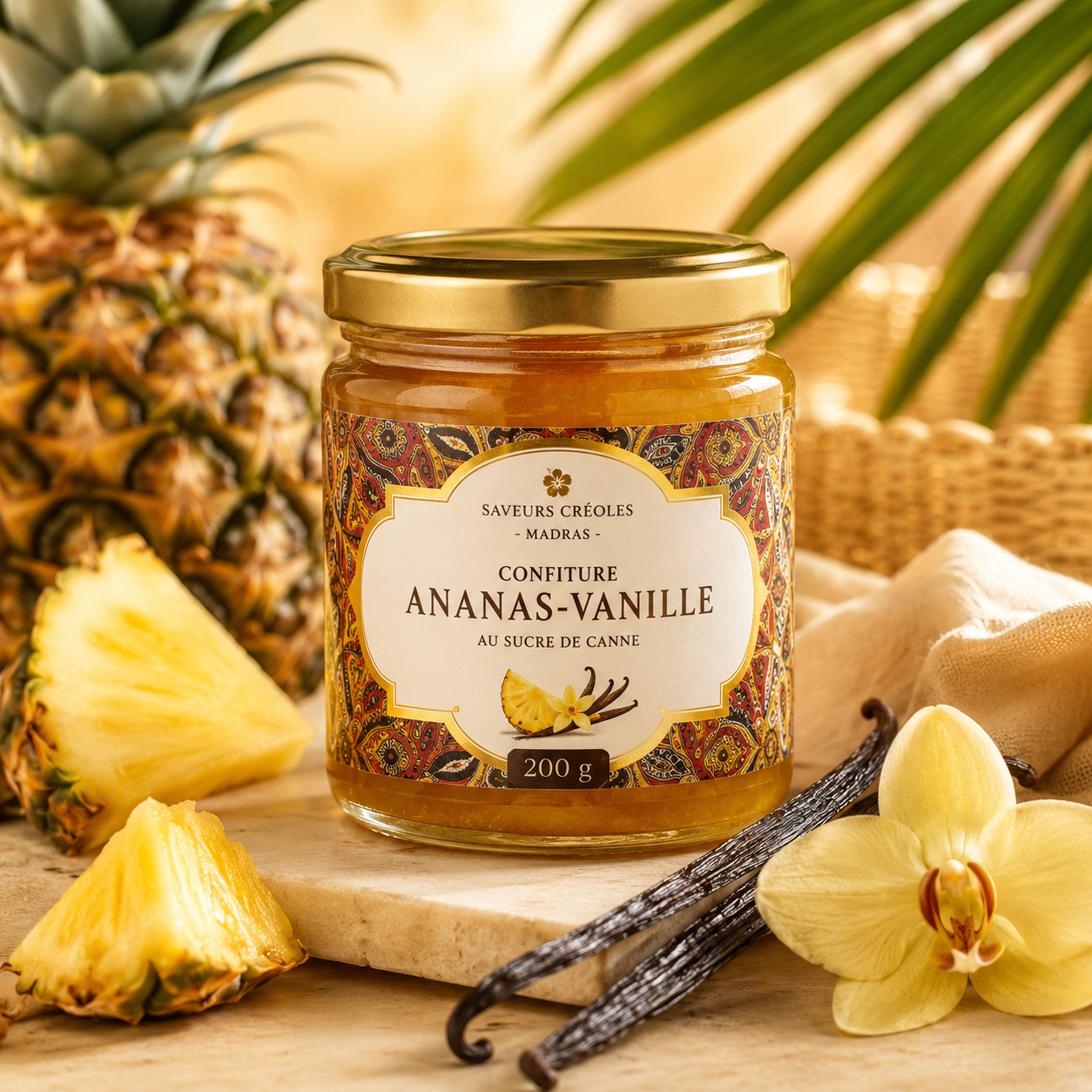 Confiture Ananas Vanille | Confiture Artisanale des Antilles - Saveurs Créoles