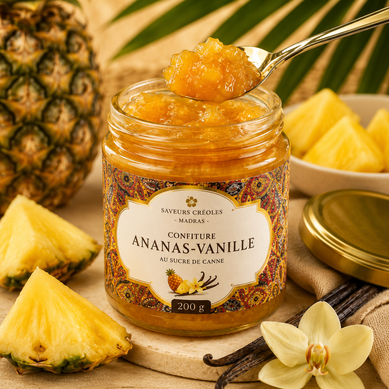 Confiture Ananas Vanille | Confiture Artisanale des Antilles - Saveurs Créoles