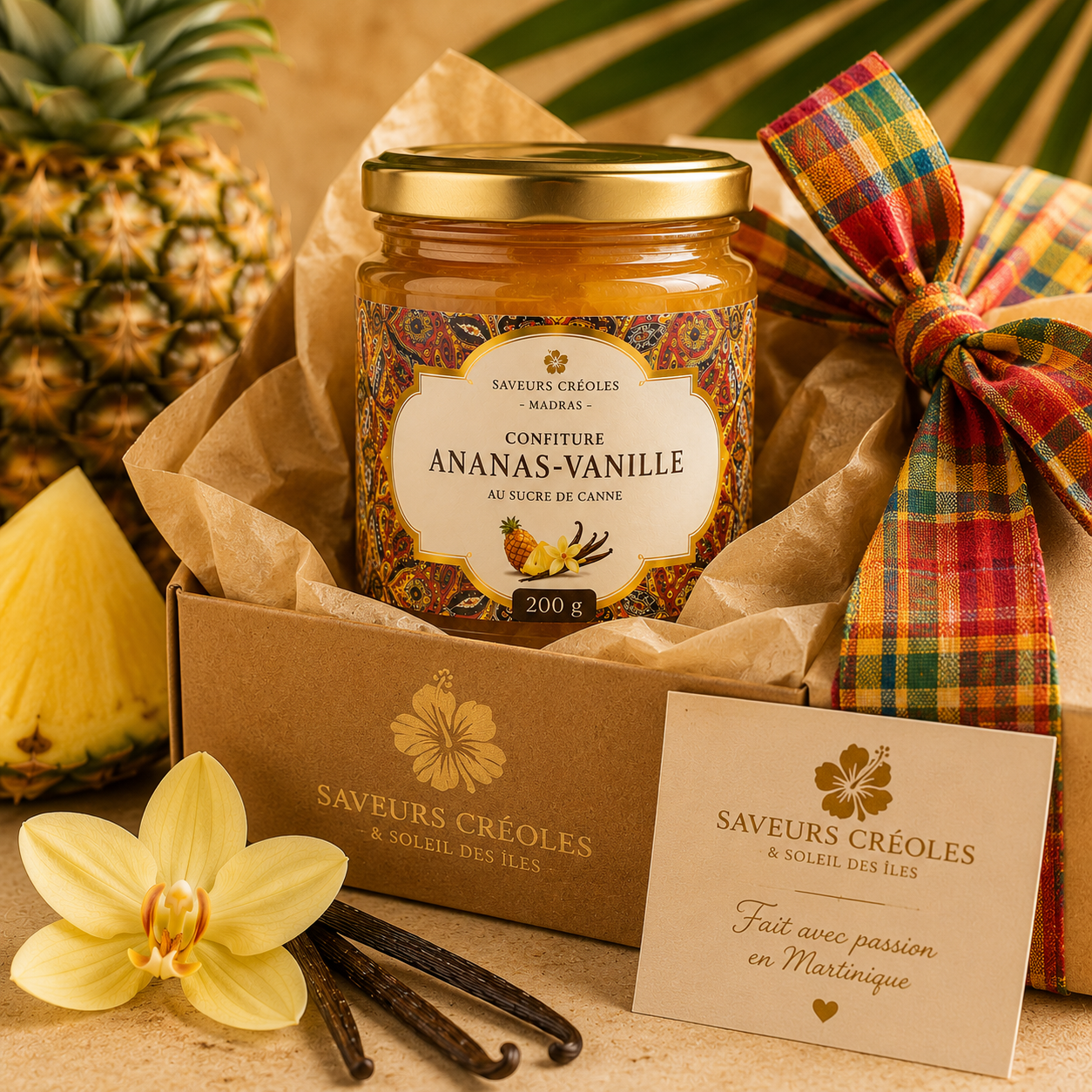 Confiture Ananas Vanille | Confiture Artisanale des Antilles - Saveurs Créoles