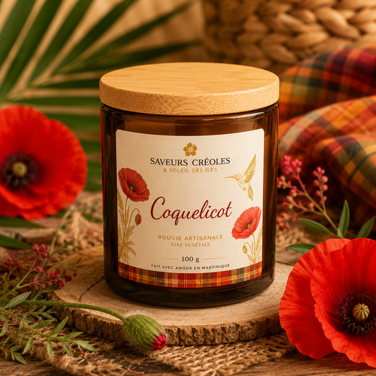 Bougie Coquelicot | Bougie Parfumée Artisanale - Saveurs Créoles