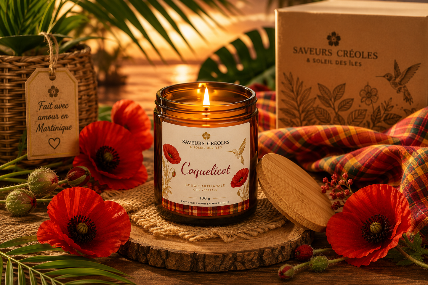 Bougie Coquelicot | Bougie Parfumée Artisanale - Saveurs Créoles
