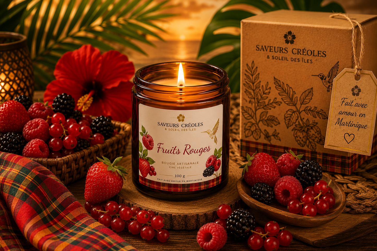Bougie Fruits Rouges | Bougie Parfumée Artisanale - Saveurs Créoles
