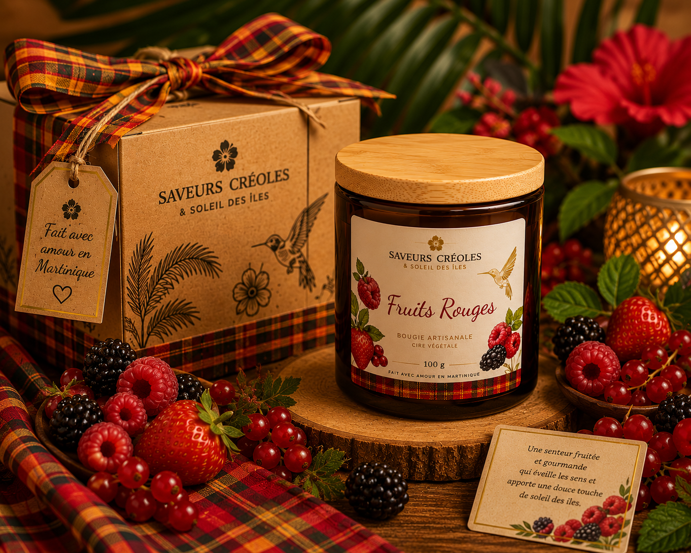 Bougie Fruits Rouges | Bougie Parfumée Artisanale - Saveurs Créoles