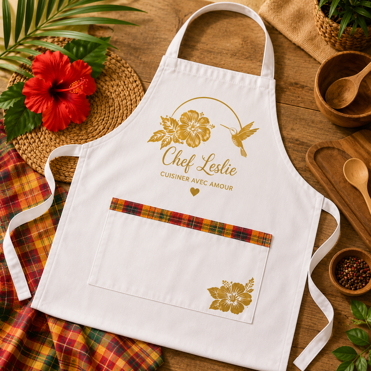 Tablier Personnalisé | Tablier de Cuisine Personnalisable - Saveurs Créoles