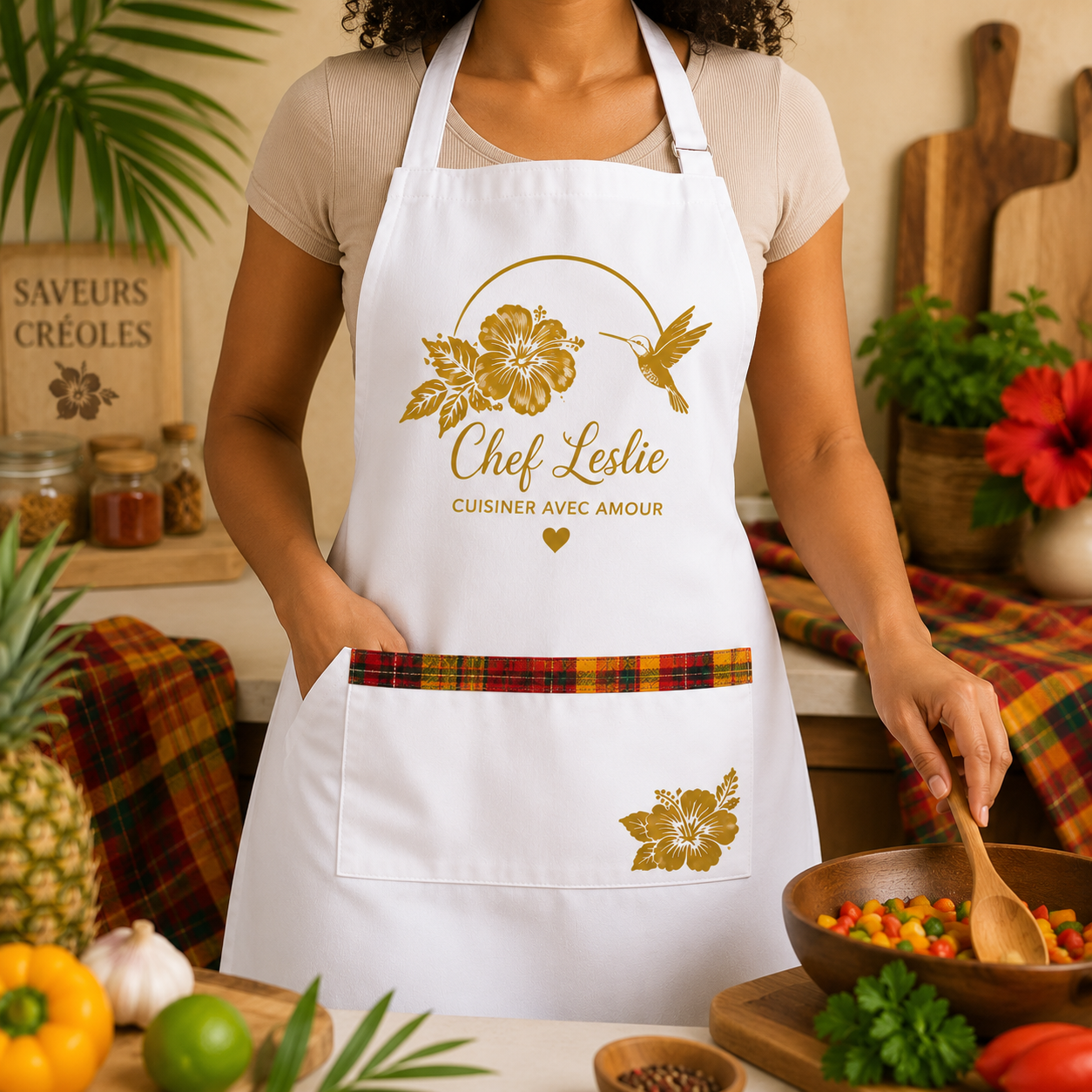 Tablier Personnalisé | Tablier de Cuisine Personnalisable - Saveurs Créoles