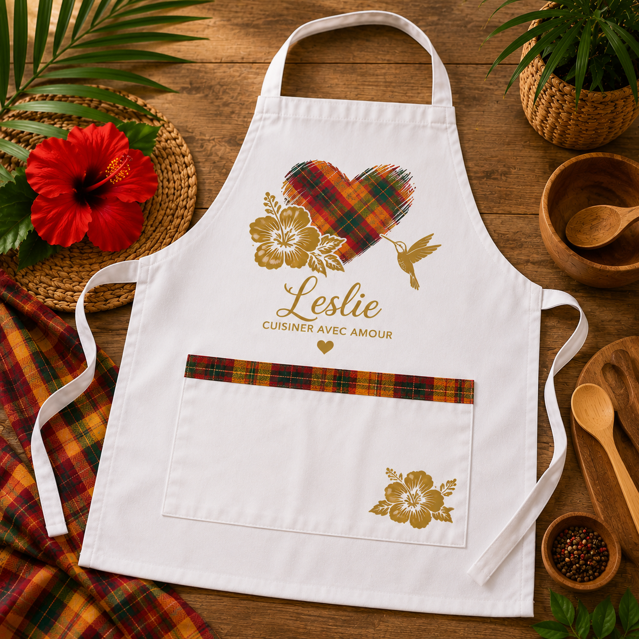 Tablier Personnalisé | Tablier de Cuisine Personnalisable - Saveurs Créoles