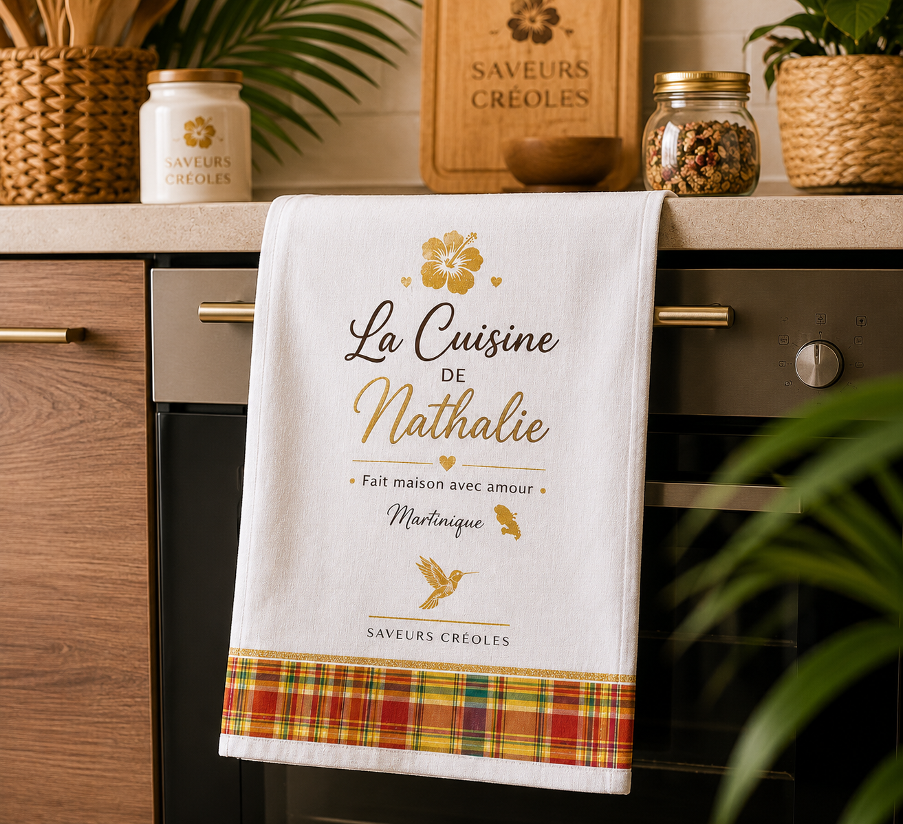 Torchon Personnalisé | Linge de Cuisine Personnalisable - Saveurs Créoles