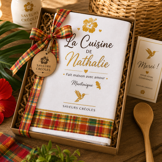 Torchon Personnalisé | Linge de Cuisine Personnalisable - Saveurs Créoles