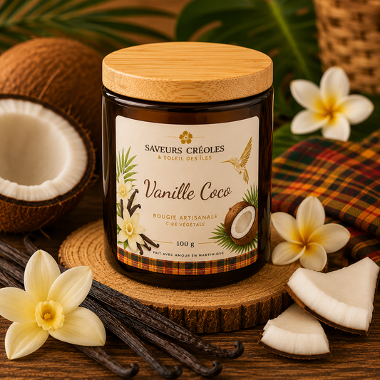 Bougie Vanille Coco | Bougie Parfumée Artisanale - Saveurs Créoles