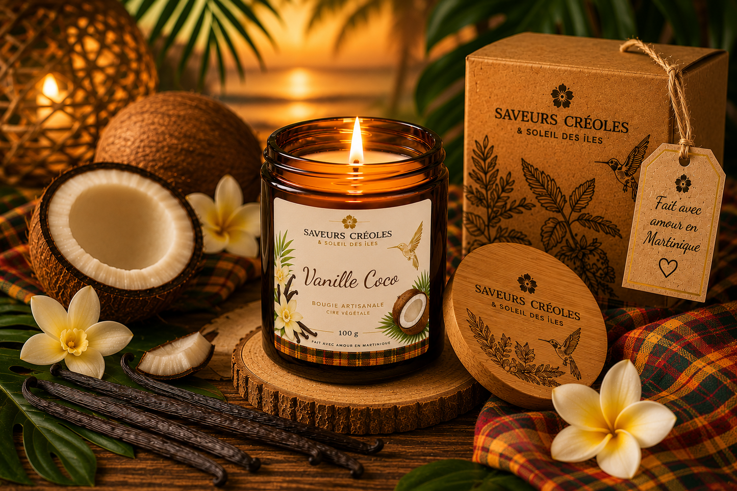 Bougie Vanille Coco | Bougie Parfumée Artisanale - Saveurs Créoles